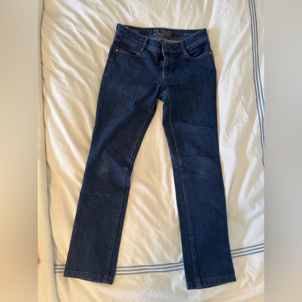 DL Jeans Straight Leg Dark Wash Cropped